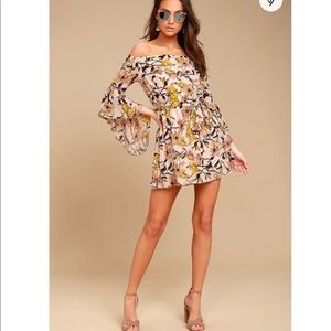 Lulu's Blushing Blooms Off-Shoulder Mini Dress